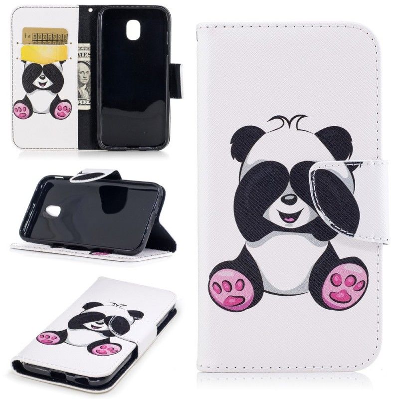 Flip Cover Læder for Samsung Galaxy J3 2017 Sjov Panda