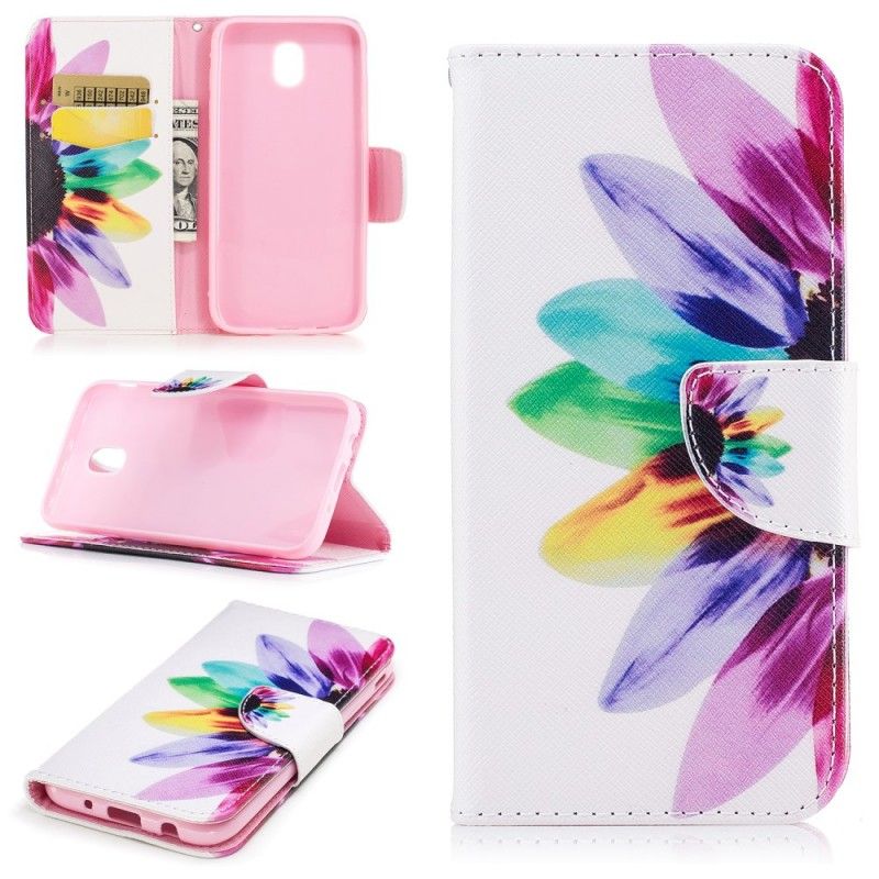 Flip Cover Læder Samsung Galaxy J3 2017 Akvarelblomst