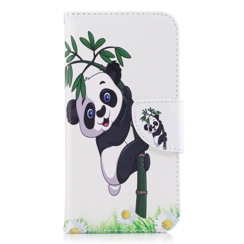 Flip Cover Læder Samsung Galaxy J3 2017 Panda På Bambus