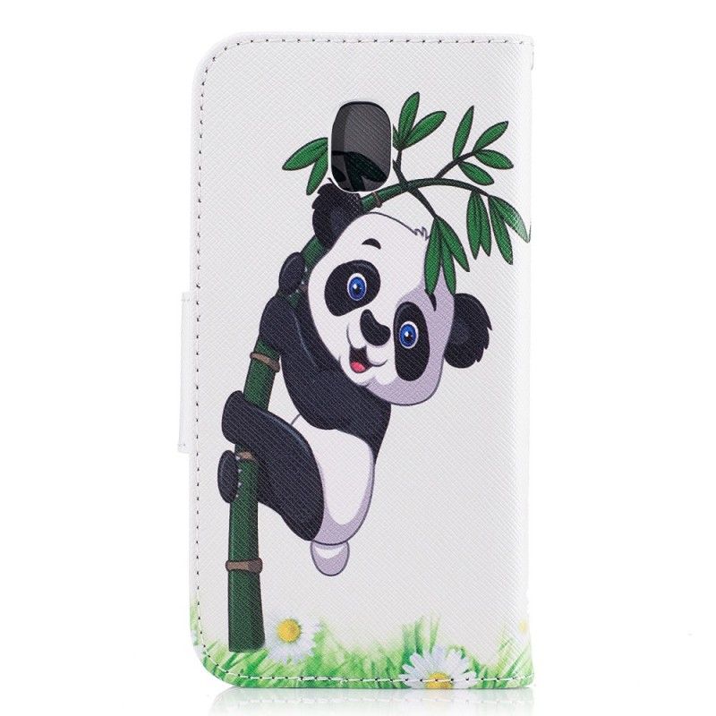 Flip Cover Læder Samsung Galaxy J3 2017 Panda På Bambus