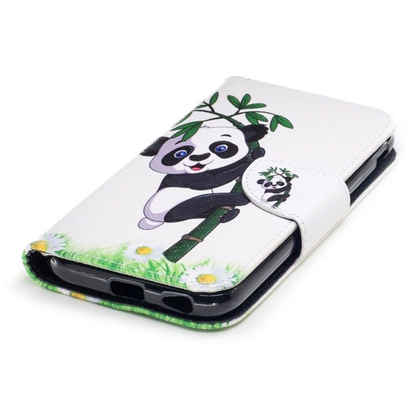 Flip Cover Læder Samsung Galaxy J3 2017 Panda På Bambus