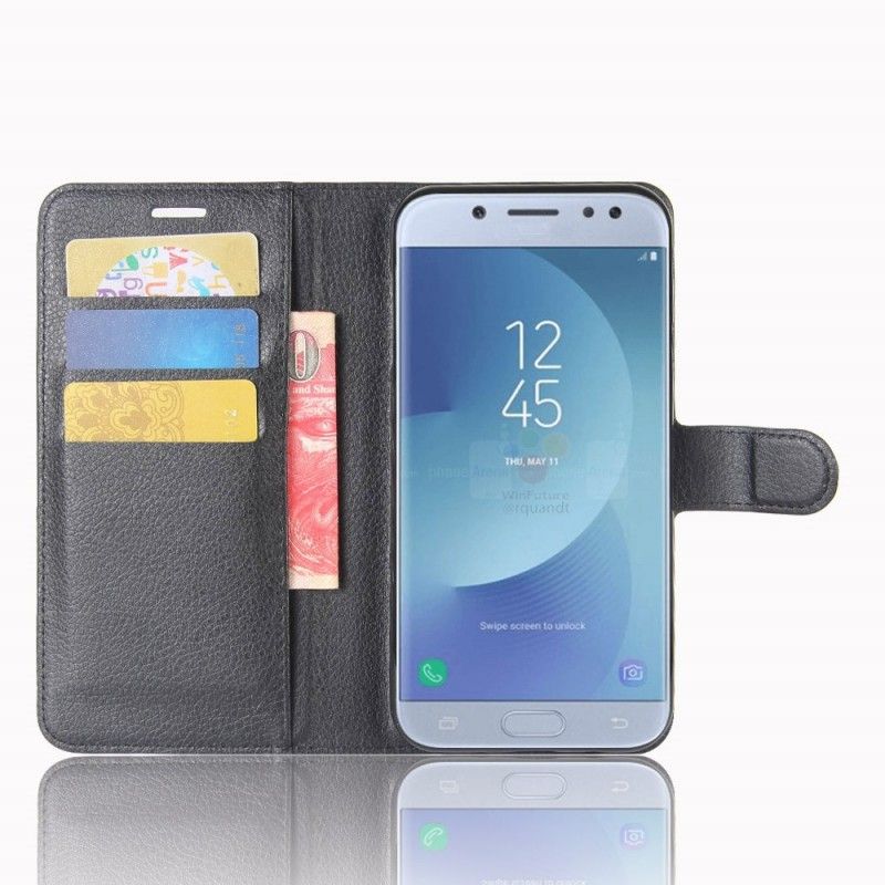 Flip Cover Læder Samsung Galaxy J3 2017 Sort Klassisk Beskyttelse