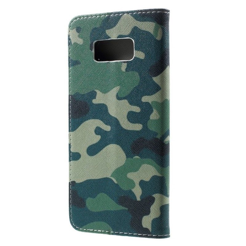 Flip Cover Læder for Samsung Galaxy S8 Plus Militær Camouflage