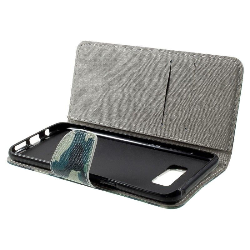 Flip Cover Læder for Samsung Galaxy S8 Plus Militær Camouflage