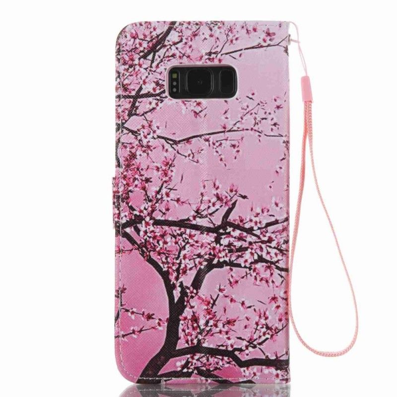 Flip Cover Læder Samsung Galaxy S8 Plus Blomstrende Træ Med Rem