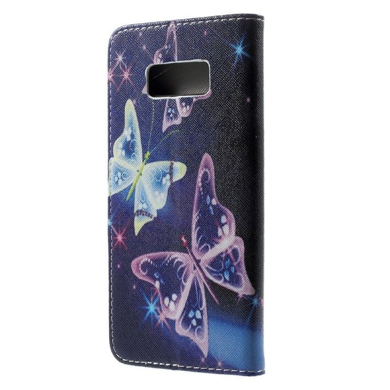 Flip Cover Samsung Galaxy S8 Plus Lilla Sommerfugle