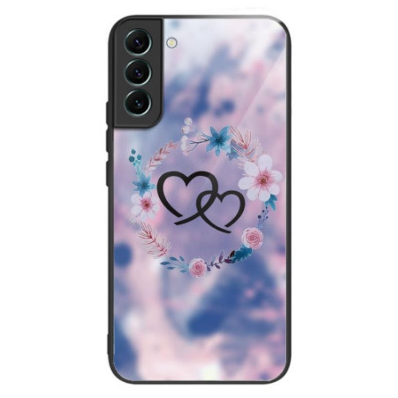 Cover Samsung Galaxy S24 5g Hjerter Og Blomster Af Hærdet Glas