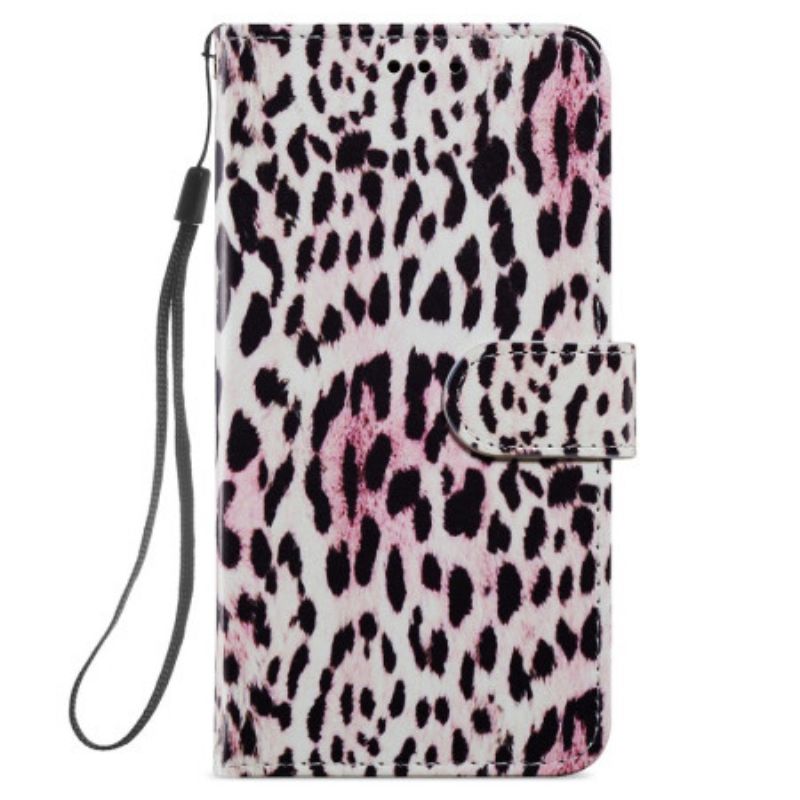 Flip Cover Samsung Galaxy S24 5g Leopardmønster Med Rem