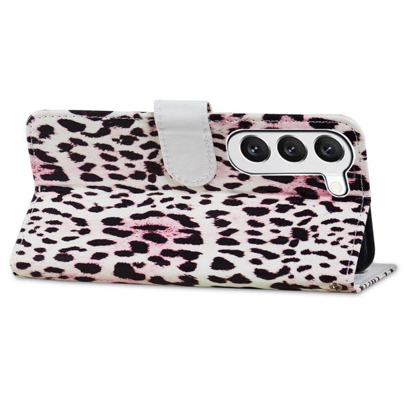 Flip Cover Samsung Galaxy S24 5g Leopardmønster Med Rem