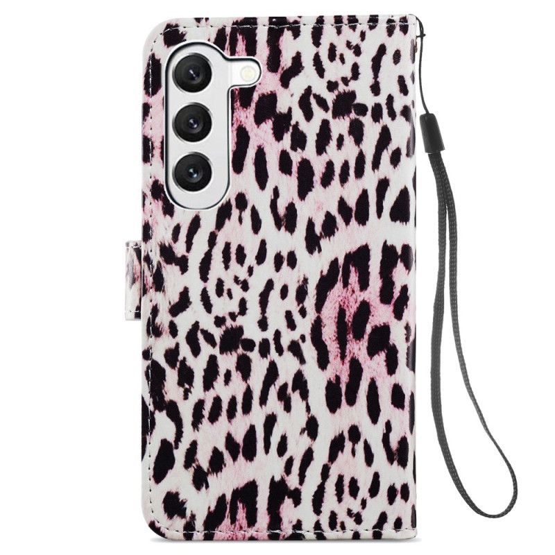 Flip Cover Samsung Galaxy S24 5g Leopardmønster Med Rem