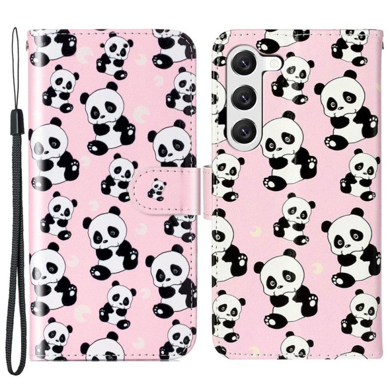 Flip Cover Samsung Galaxy S24 5g Pandamønster Med Rem