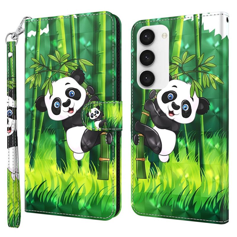 Læder Cover Samsung Galaxy S24 5g Bambus Panda Med Rem