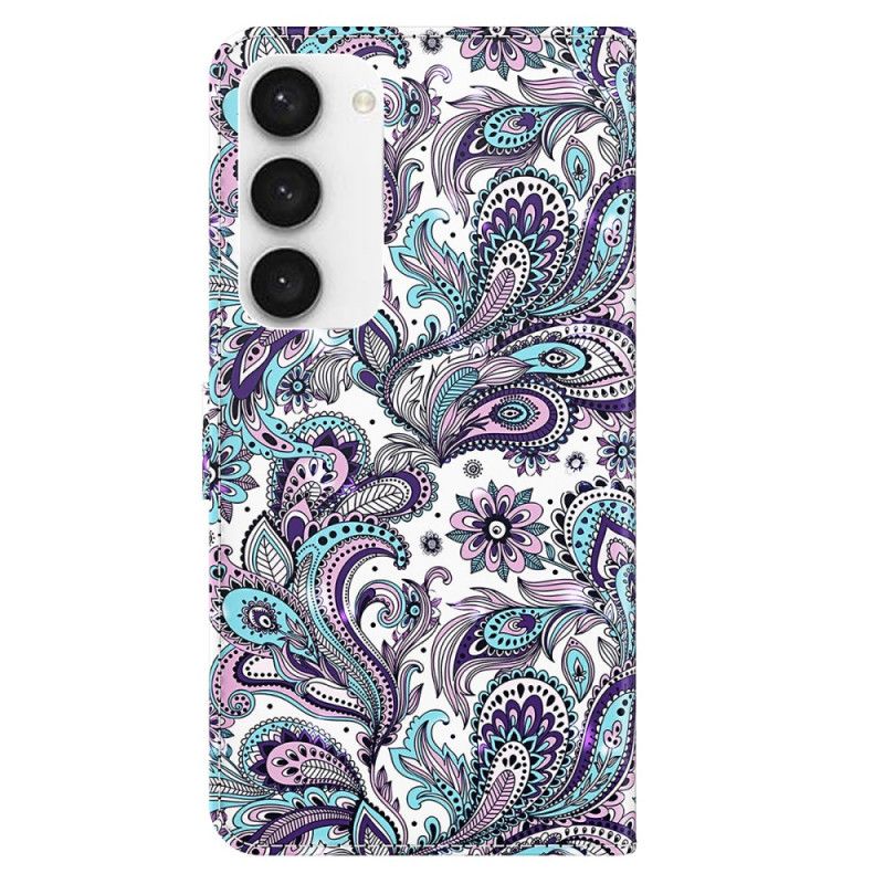 Læder Cover Samsung Galaxy S24 5g Paisley Mønster Med Rem