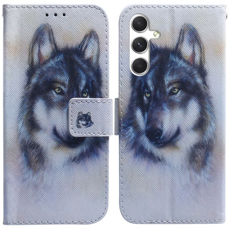 Læder Cover Samsung Galaxy S24 5g Telefon Etui Akvarelhund