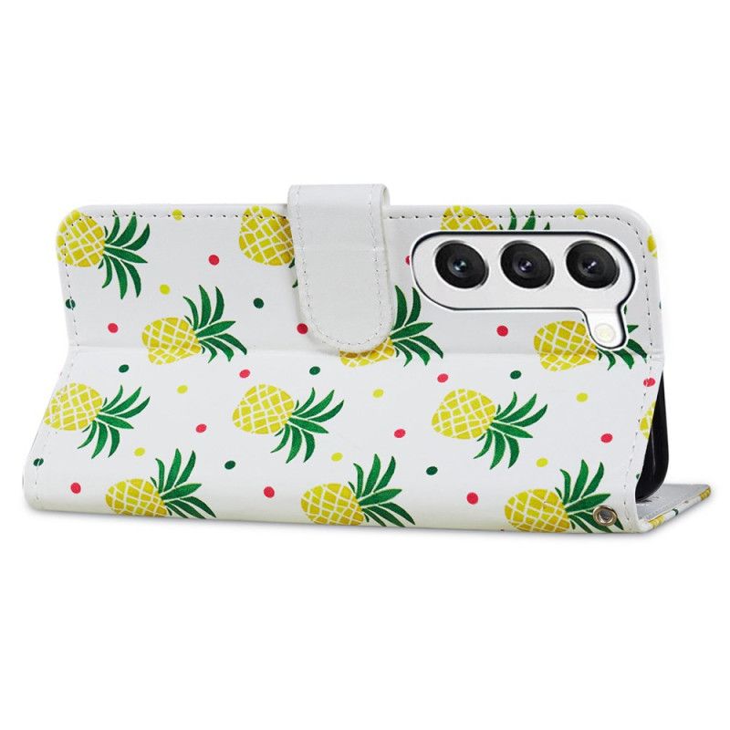 Læder Cover Samsung Galaxy S24 5g Telefon Etui Ananas Med Rem