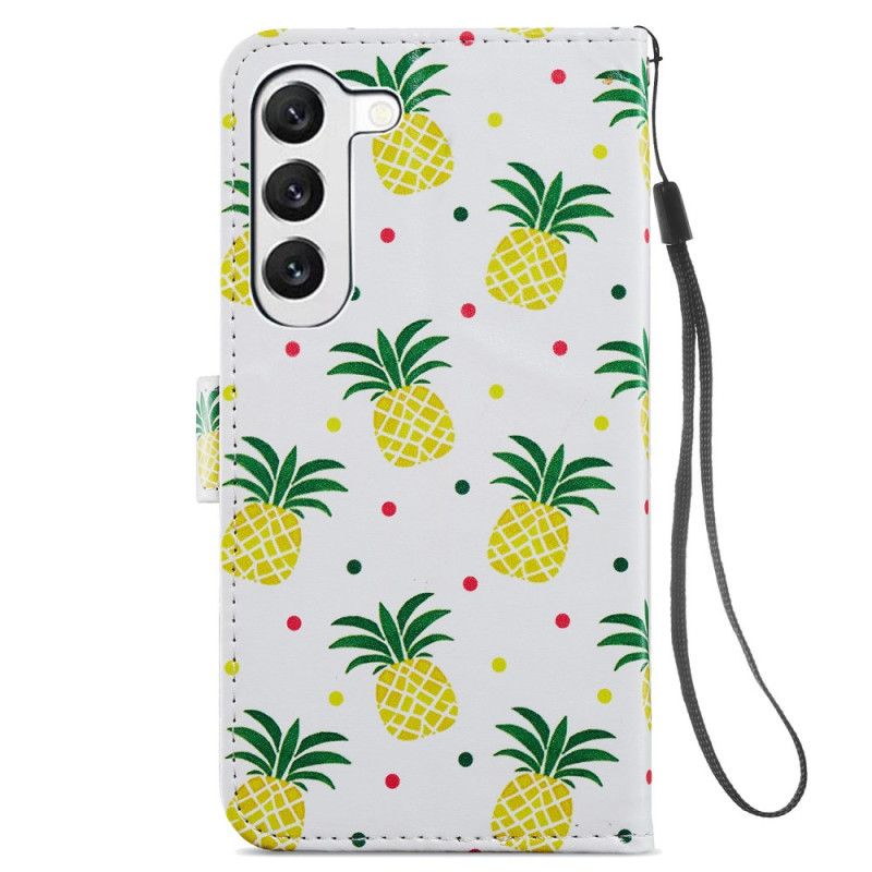 Læder Cover Samsung Galaxy S24 5g Telefon Etui Ananas Med Rem