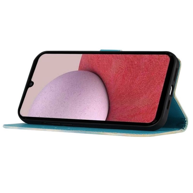 Læder Cover Samsung Galaxy S24 5g Telefon Etui Gyldne Sommerfugle