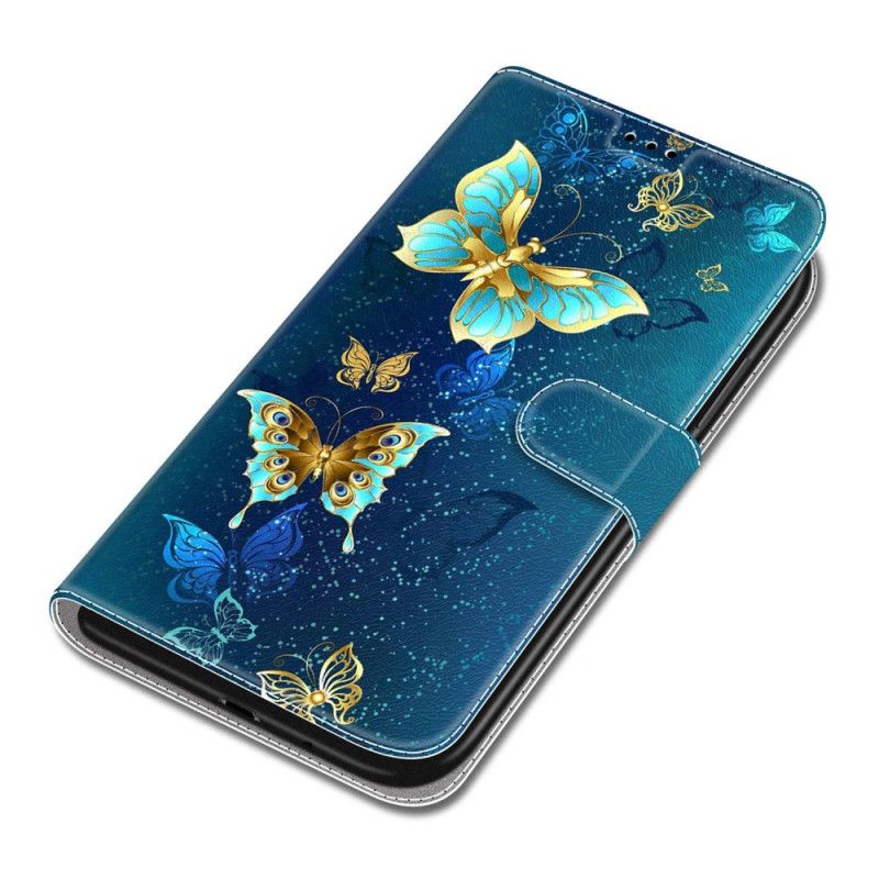 Læder Cover Samsung Galaxy S24 5g To Sommerfugle Med Rem