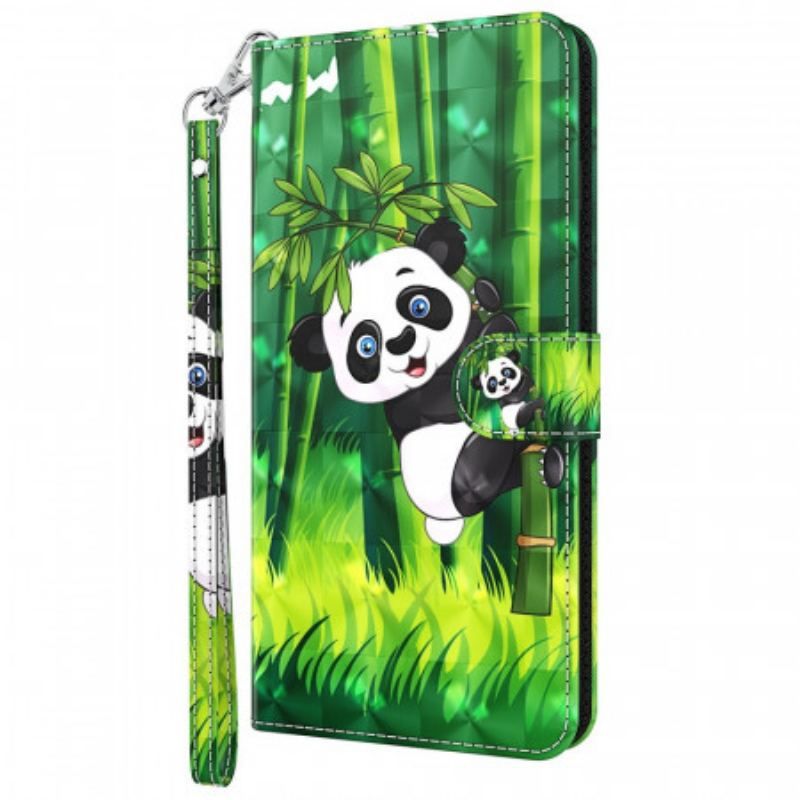 Læder Cover Moto G51 5G Panda Og Bambus