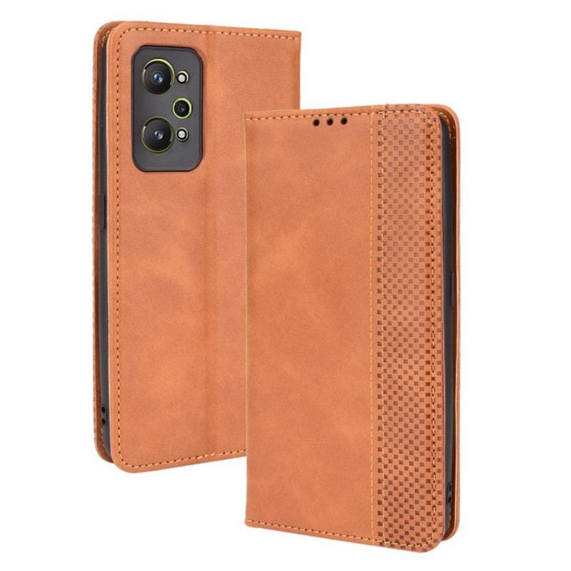 Cover Realme GT Neo 3T / Neo 2 Flip Cover Stiliseret Vintage Lædereffekt