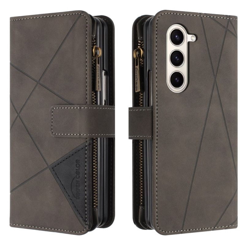 Læder Cover Samsung Galaxy Z Fold 6 Telefon Etui Binfen Color Geometry Wallet