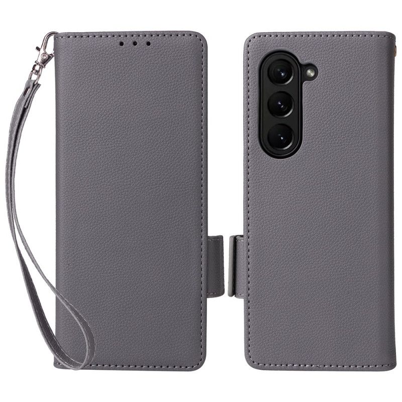 Læder Cover Samsung Galaxy Z Fold 6 Telefon Etui Dobbeltspænde Og Rem