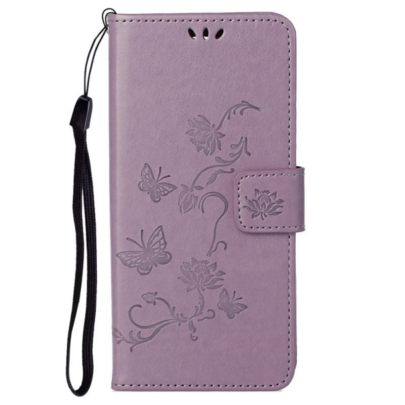 Flip Cover Samsung Galaxy S23 5G Sommerfugle Og Blomster