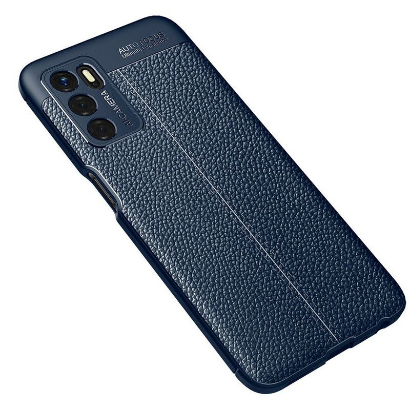 Cover Oppo A16 / A16s Double Line Litchi-lædereffekt