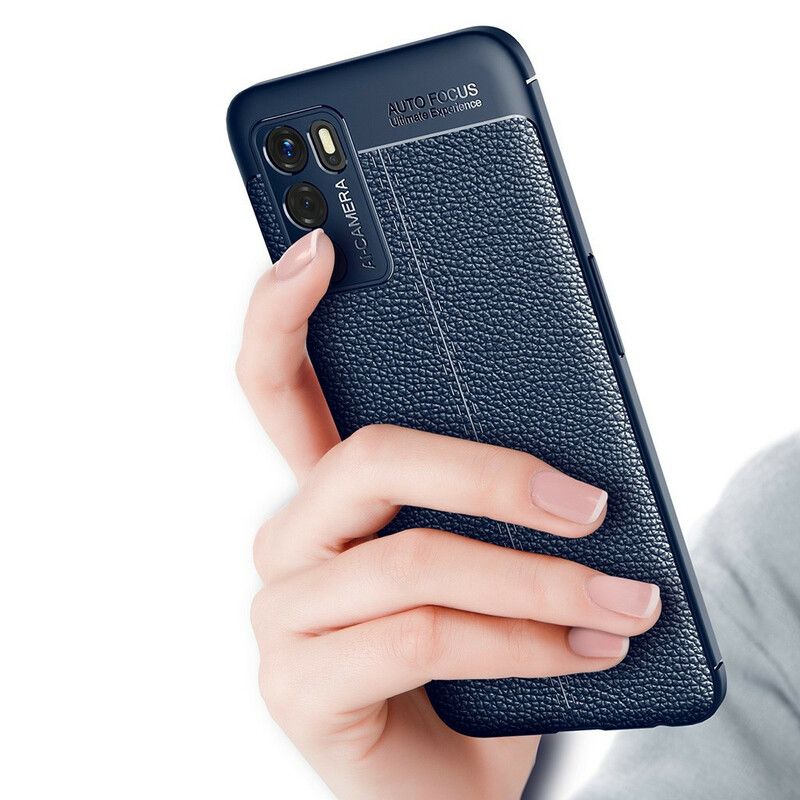 Cover Oppo A16 / A16s Double Line Litchi-lædereffekt