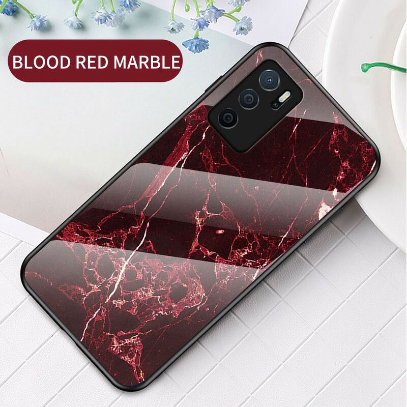 Cover Til Oppo A16 / A16s Marmorfarver Hærdet Glas