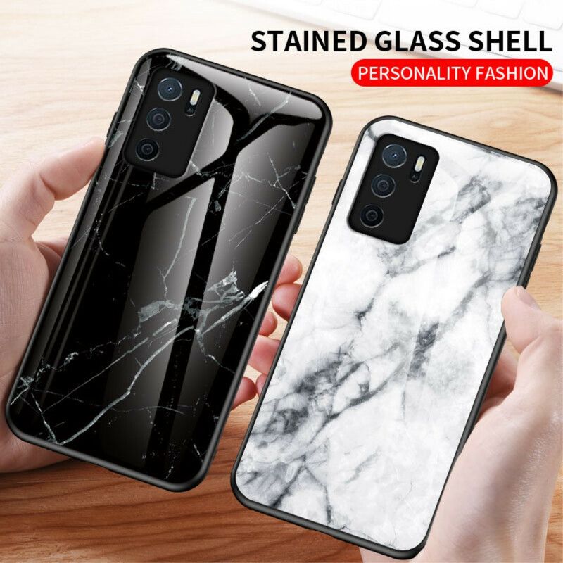 Cover Til Oppo A16 / A16s Marmorfarver Hærdet Glas