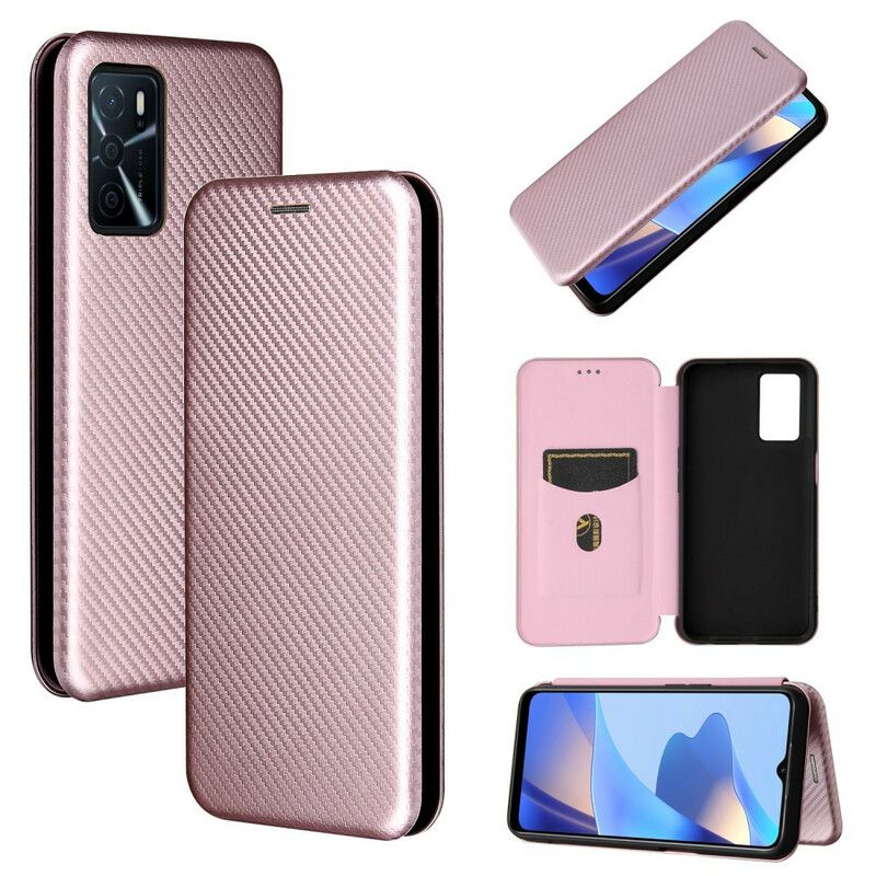 Flip Cover Oppo A16 / A16s Farvet Carbon Silikone