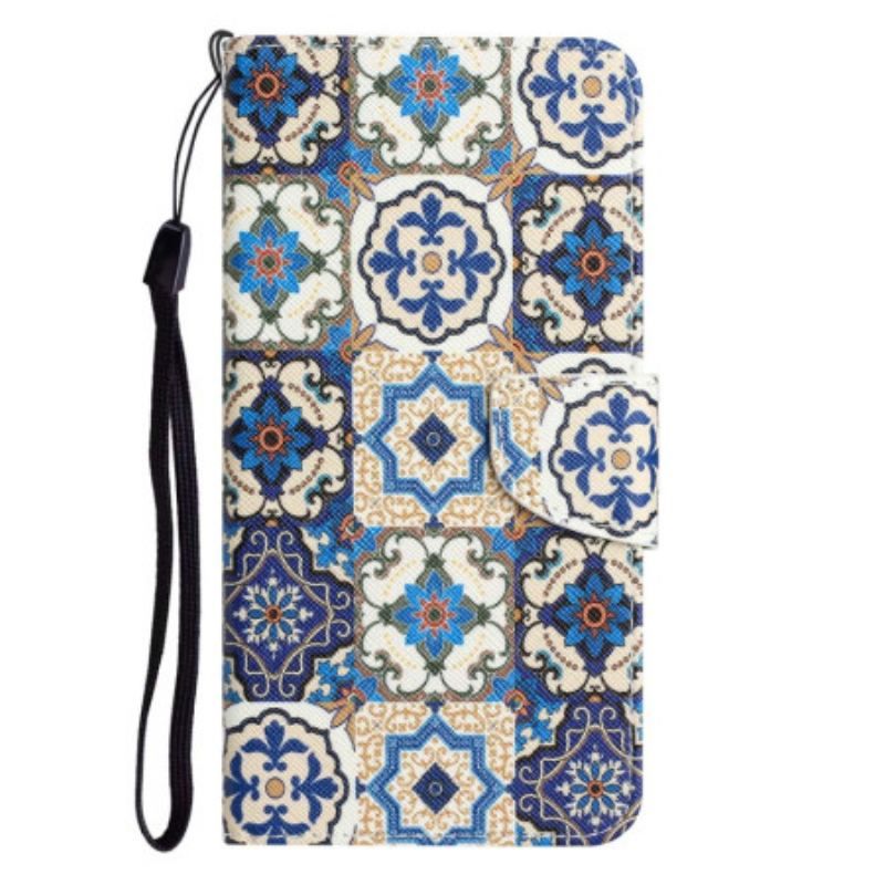 Flip Cover Samsung Galaxy S23 Ultra 5G Med Snor Strappy Patchwork