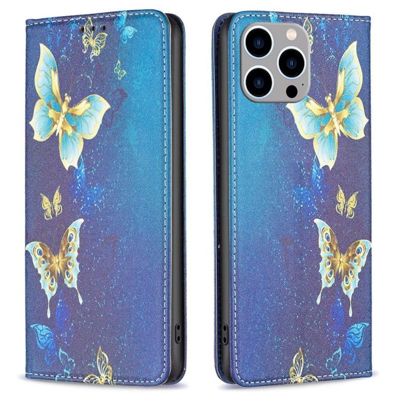 Cover iPhone 14 Pro Max Flip Cover Sommerfugle