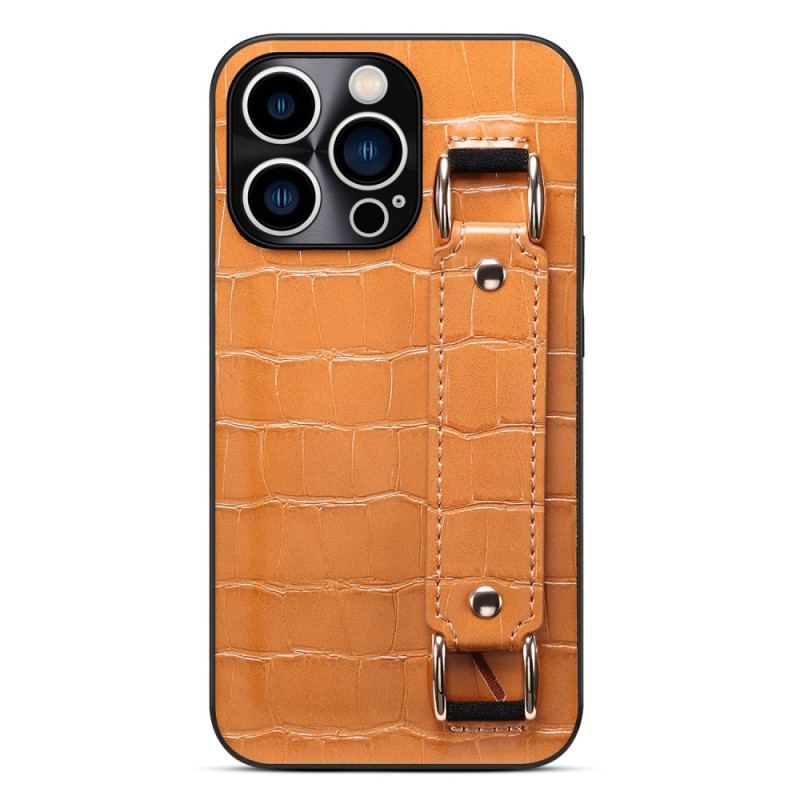 Cover iPhone 14 Pro Max Kortholder Med Croco-støttestrop