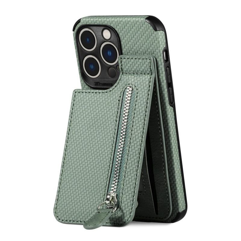 Cover iPhone 14 Pro Max Punge Etui Kulfiber Og Tegnebog