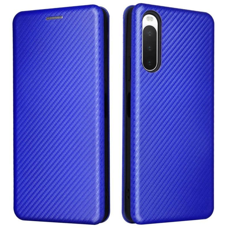 Cover Sony Xperia 10 IV Flip Cover Kulfiber Tekstur