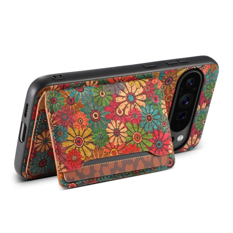 Cover Google Pixel 9 Pro Telefon Etui Blomsterkortholder