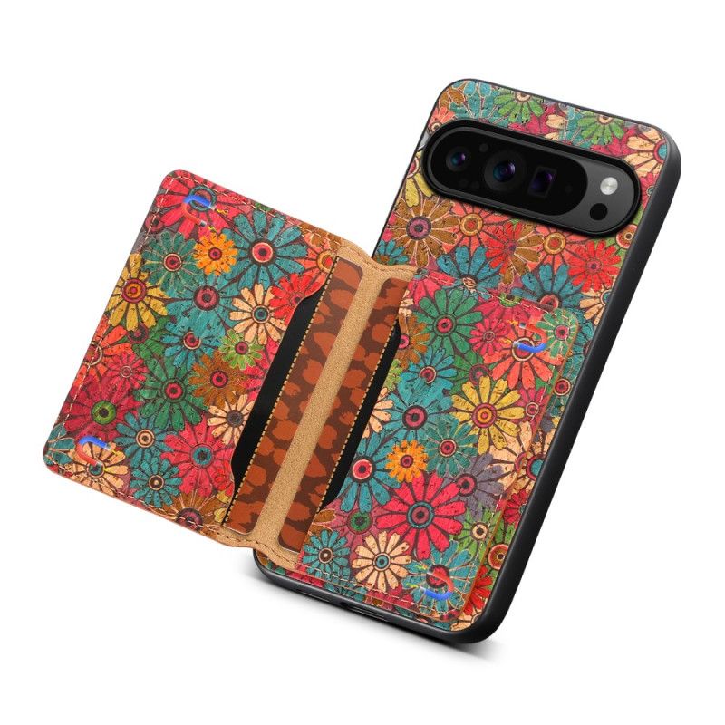 Cover Google Pixel 9 Pro Telefon Etui Blomsterkortholder