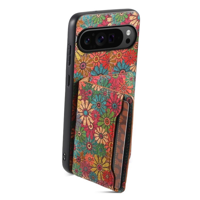 Cover Google Pixel 9 Pro Telefon Etui Blomsterkortholder