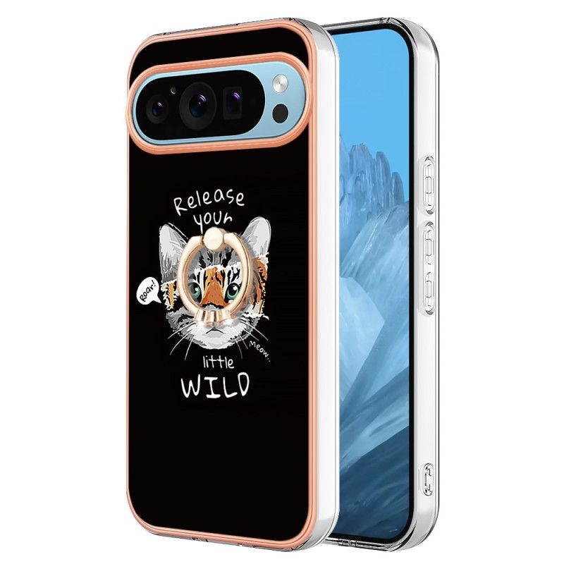 Cover Google Pixel 9 Pro Telefon Etui Cat / Tiger Support Ring