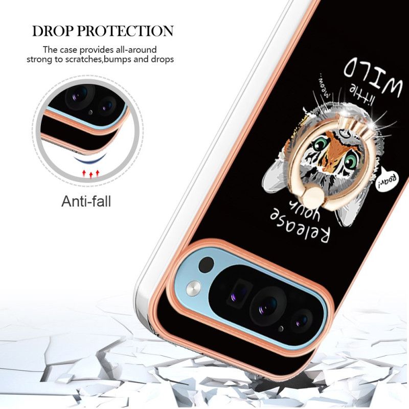 Cover Google Pixel 9 Pro Telefon Etui Cat / Tiger Support Ring