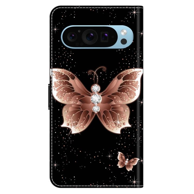 Flip Cover Google Pixel 9 Pro Pink Diamond Sommerfugl