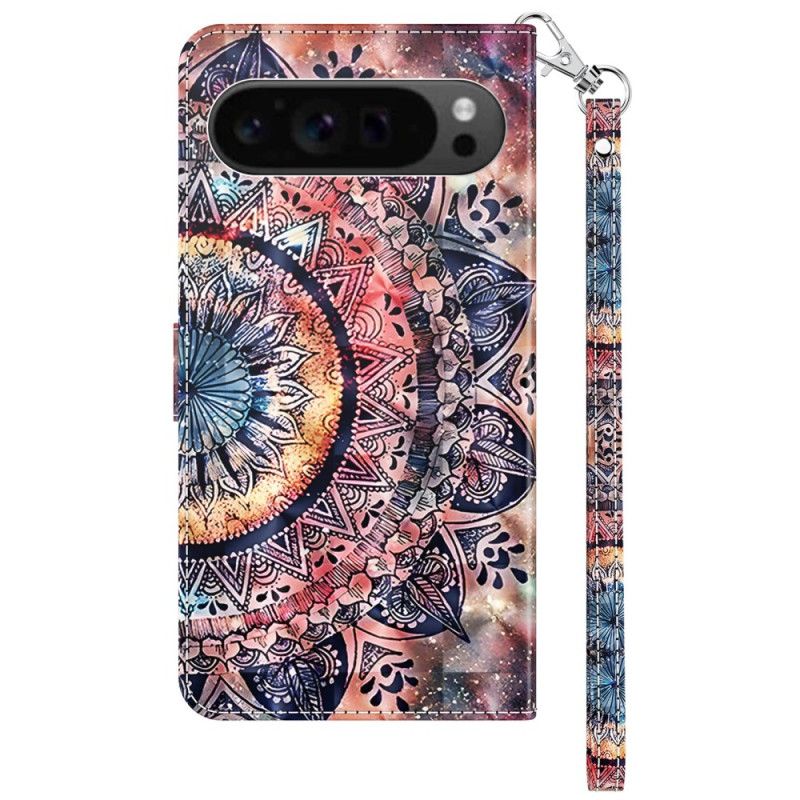 Læder Cover Google Pixel 9 Pro Farverig Mandala Med Rem