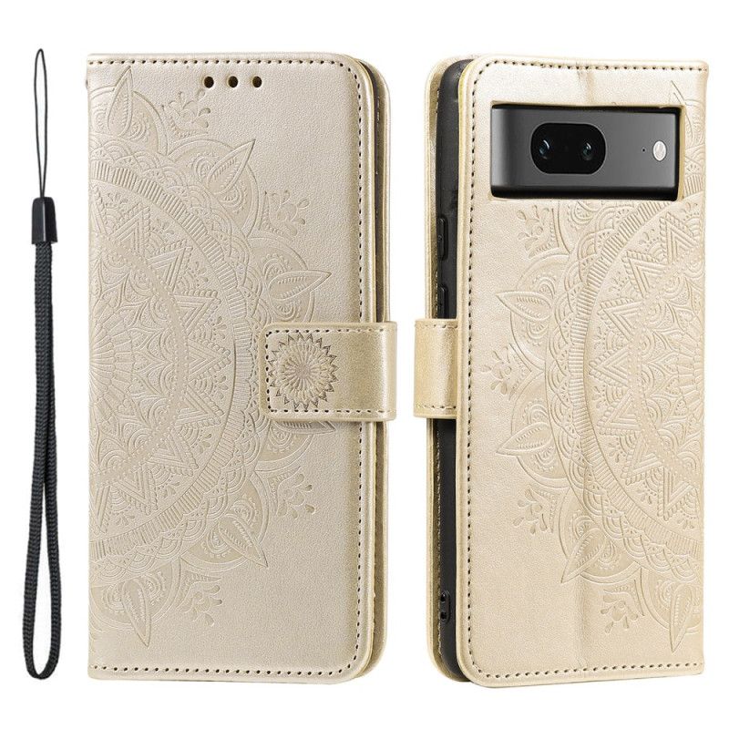 Læder Cover Google Pixel 9 Pro Telefon Etui Mandala Sol Med Rem