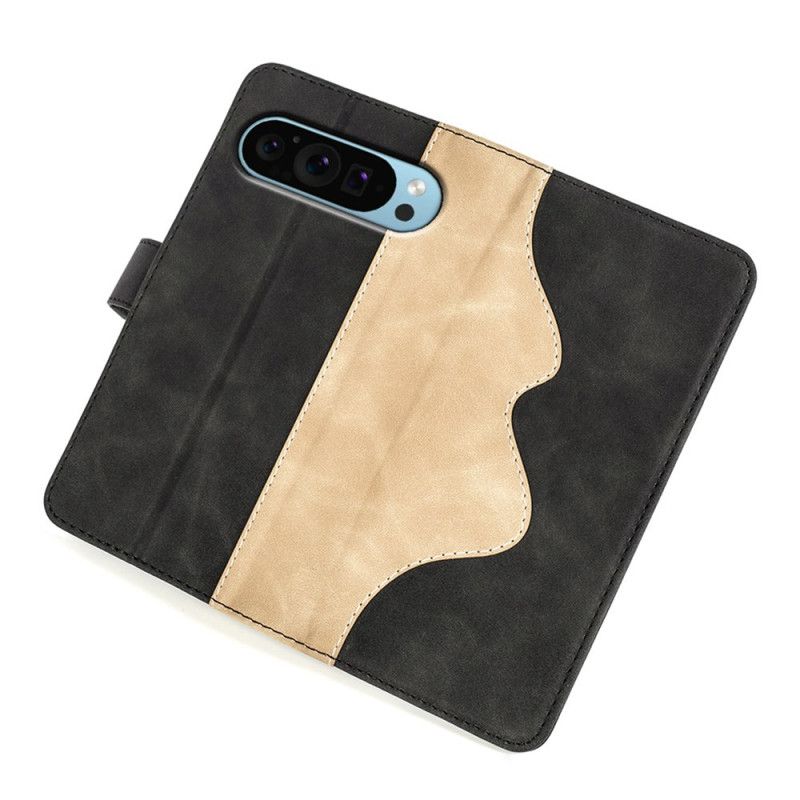 Læder Cover Google Pixel 9 Pro Telefon Etui Tofarvet Design