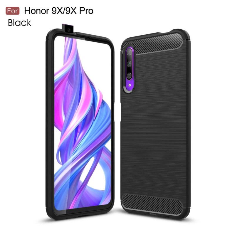 Cover Honor 9X Pro Sort Mobilcover Børstet Kulfiber