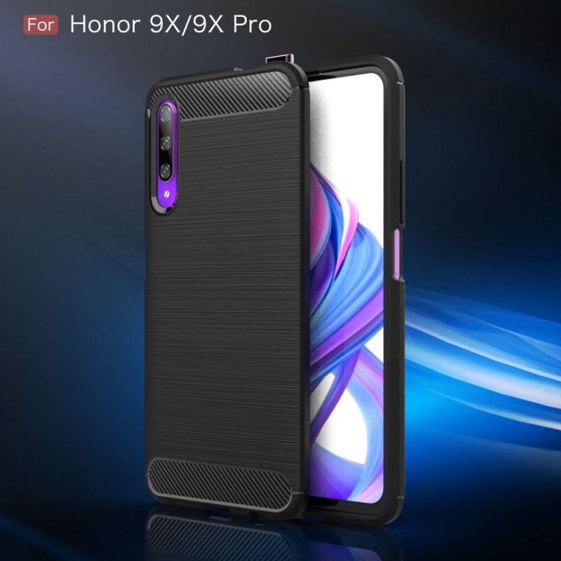 Cover Honor 9X Pro Sort Mobilcover Børstet Kulfiber