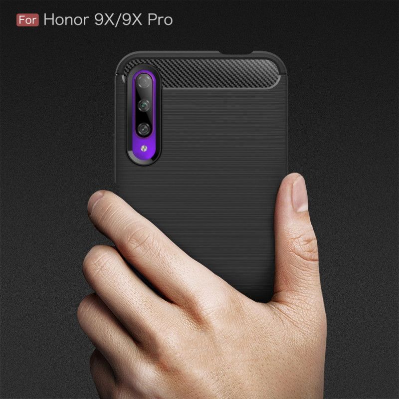 Cover Honor 9X Pro Sort Mobilcover Børstet Kulfiber