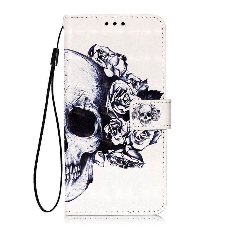 Flip Cover Læder for Honor 9X Pro 3D Blomsterskalle